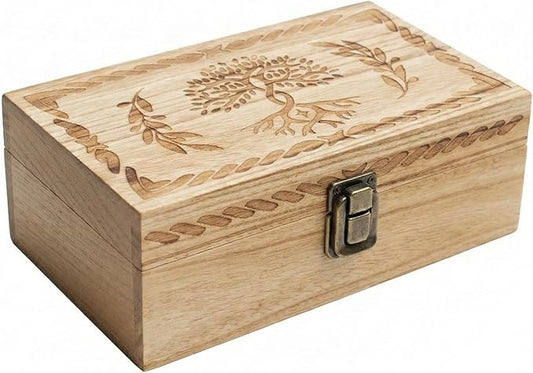 FNYDOX Keepsake Box 7.8" Vintage Wooden Box with Hinged Lid - Decorative Small Memory Chest for Women & Girls, Wooden Jewe...