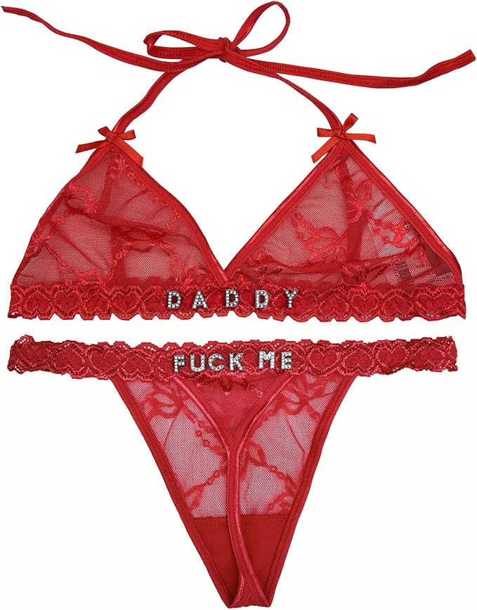 ToKuaigo Personalized Thongs with Name - Custom Thong with Name Bra Set, Personalized Gifts, Custom Funny Name Underwear