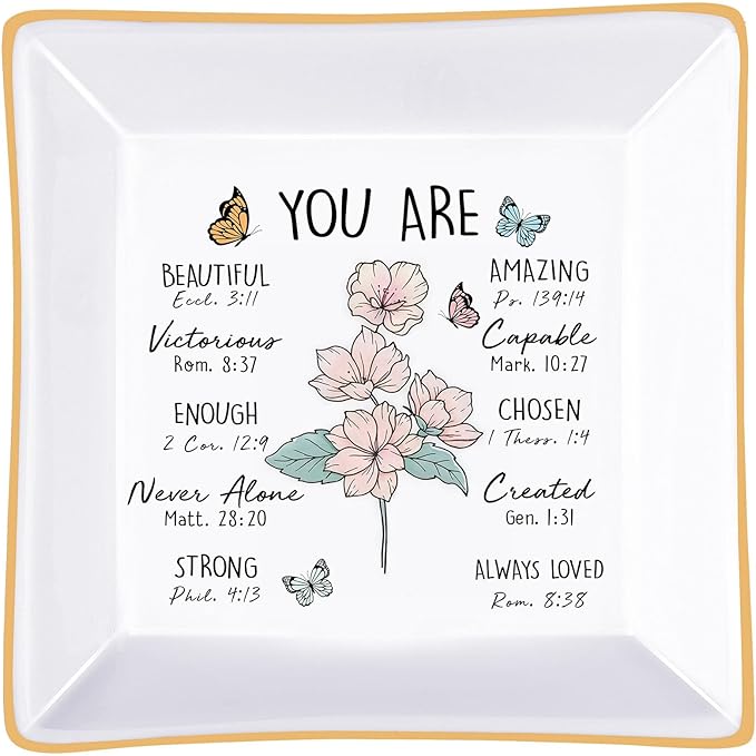PUDDING CABIN Birthday Gifts for Women, 4.3inch Ceramic Cherry Jewelry Dish - Inspirational Christian Gifts for Women Mom ...