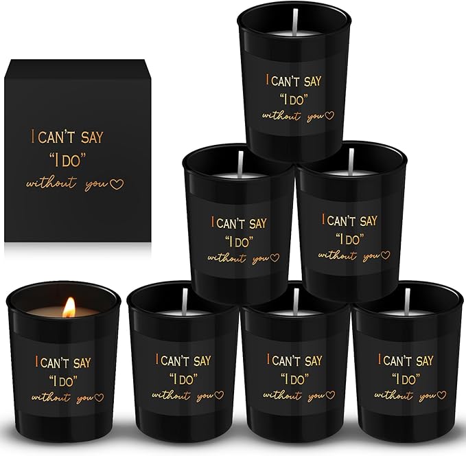 Threlaco 6 Pcs Bridesmaid Proposal Gifts I Can't Say I Do Without You Candles Bridesmaid Gifts Natural Soy Wax Candles wit...