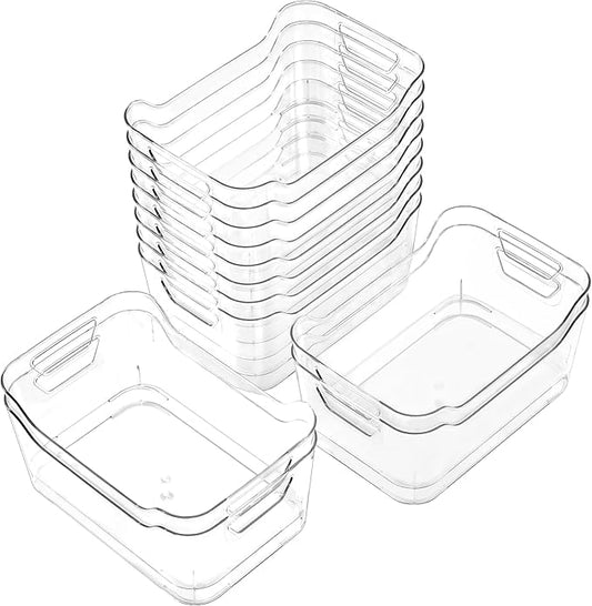 AntStep 12 Pack Clear Plastic Storage Bins, Pantry Organizers and Storage, Clear Pantry Organizer Bins, Plastic Containers...