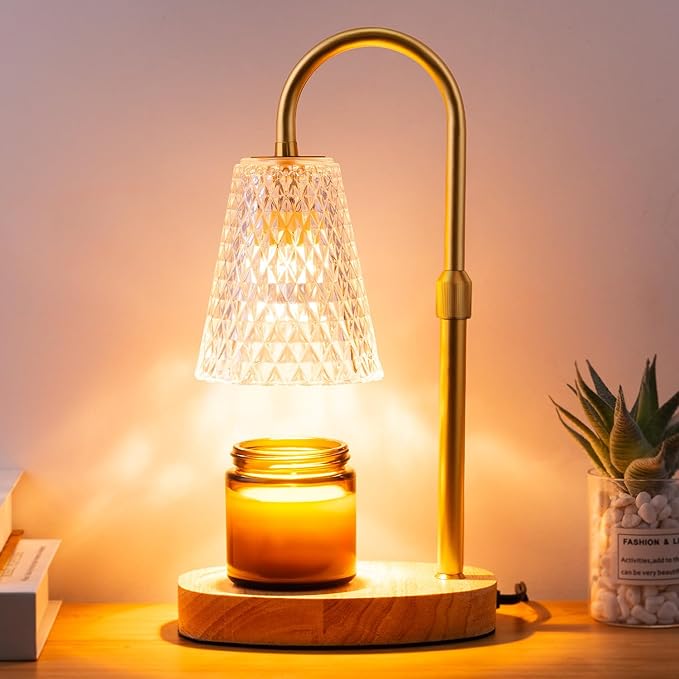Candle Warmer Lamp Electric Timer - Candles Wax Warmers Glass Lamps for Jar Candles Burner No Flame Scented Melting Warmin...