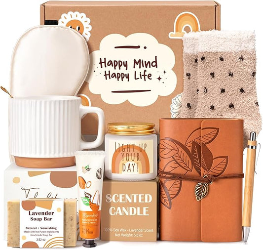 Gift Baskets for Women, 9pcs Unique Happy Birthday Gifts for Women, Thank You Basket Christmas Ideas Box w/Coffee Mug Her ...