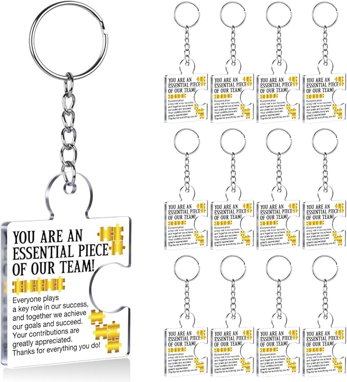 DRMNPKT Team Appreciation Gifts for Employee Coworker Staff Bulk, Teamwork Thank You Gift Set Puzzle Piece Acrylic Keychains
