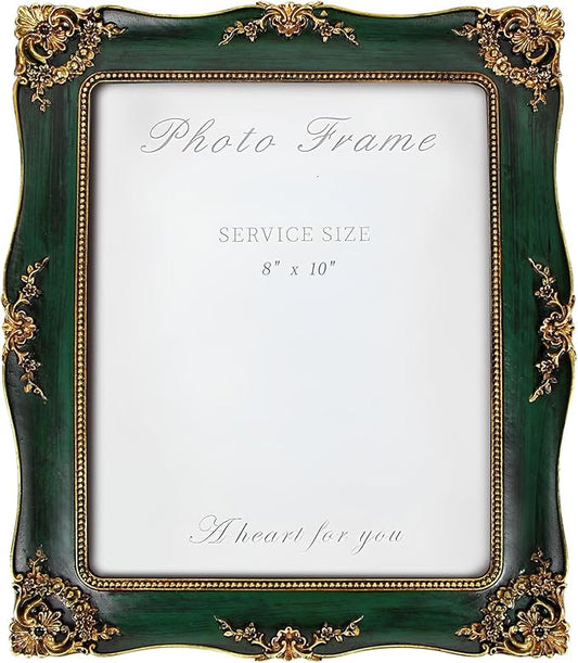 YEPOTUE Vintage Picture Frame 8x10 Inch, Ornate Photo Frame for Wall or Tabletop Display, Antique Picture Frame with Real ...