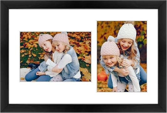 Golden State Art, 5x7 Collage Picture Frame - Solid Wood with Tempered Glass - 9x14 Multi Picture Frame - Displays (2) 5"x...