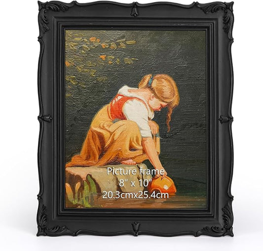 PHAREGE Vintage Picture Frame 8x10 Black, 8 by 10 Ornate Decorative Antique Frame with Mat for 5x7 Photo, Fancy Matted Fra...