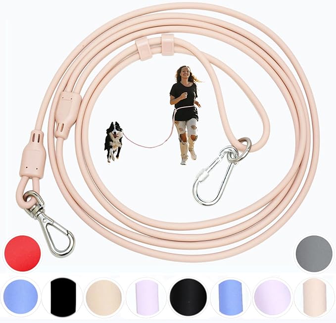 Tiesenci Hands Free Dog Leash Crossbody & Waist for Walking, 9-in-1 No Pull Dog Harness & Leash Set, Waterproof Training S...