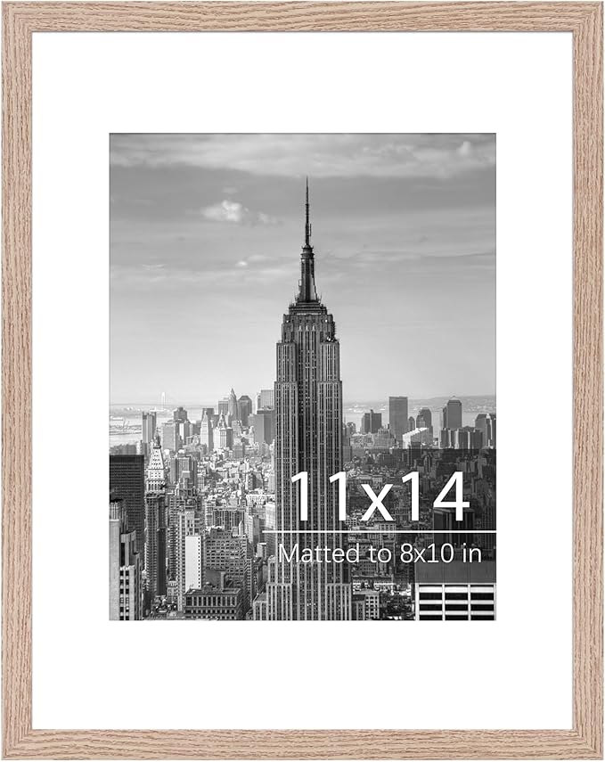 Fixwal 11x14 Poster Frame Natural Woodgrain Picture Frame 8x10 with Mat or 11x14 without Mat, Vertical and Horizontal Wall...