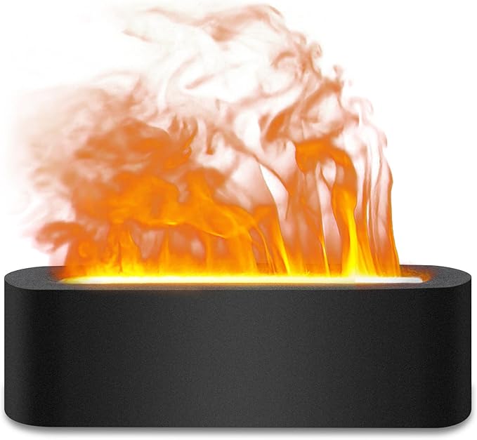 Omnexa Essential Oil Diffuser, 180ml Flame Air Diffuser Humidifier, Ultrasonic Fireplace Aromatherapy Diffuser with 7-Colo...