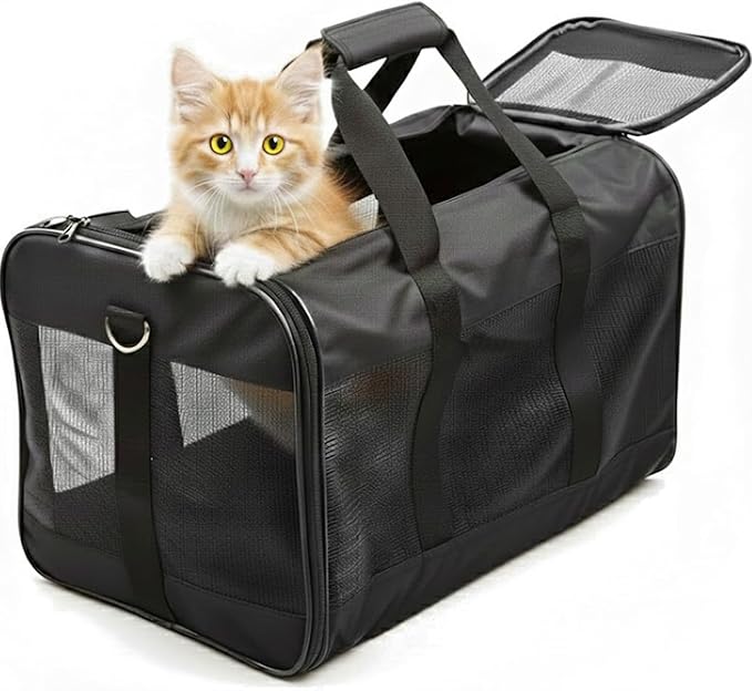 Simple Deluxe Airline-Approved Cat Carrier, 17" x 12" x 12", Soft-Sided Pet Carrier for Cats, Small Dogs, Kittens & Puppie...