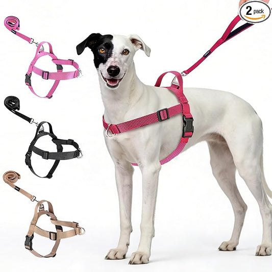 Annchwool No Pull Dog Harness with Front Clip and Easy Control Handle-Belly & Chest Adjustable Dog Harness and Leash Set f...