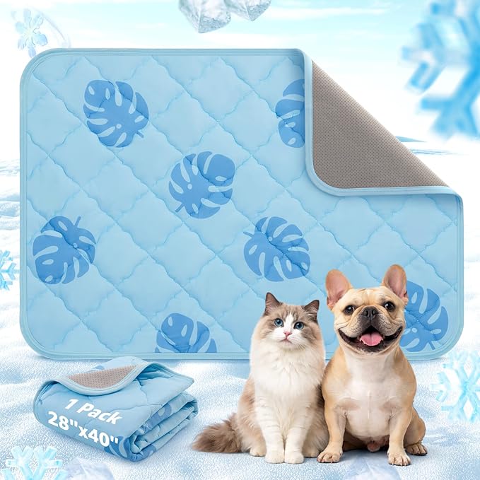 LOOBANI Dog Cooling Mat for Small Dogs Cats - 40"x28" Pet Cooling Mat with Anti-Slip Bottom, Waterproof Self-Cooling Dog P...