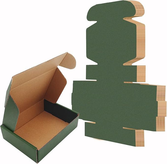 25 Pack Corrugated Packaging Box Mailers Shipping, Green Recyclable Cardboard Small Gift Mailer Boxes for Shipping Packagi...