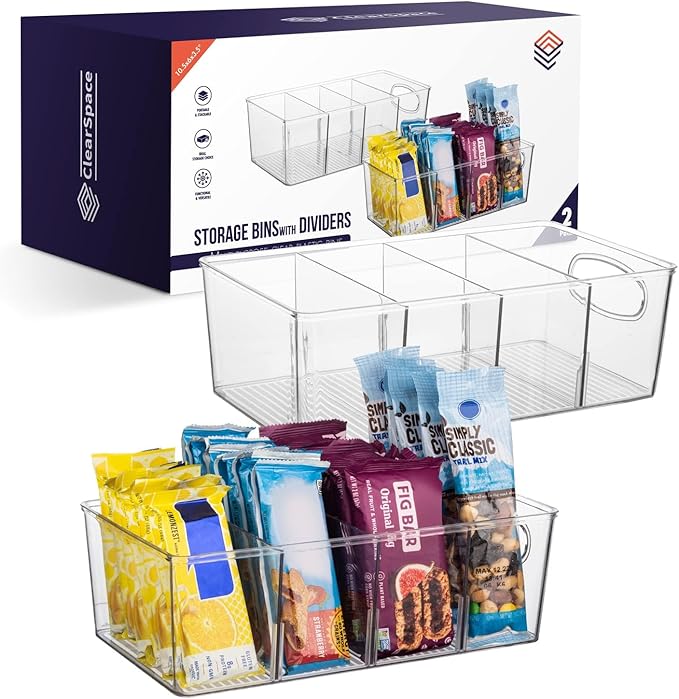 ClearSpace Plastic Pantry Organization and Storage Bins with Removable Dividers – Perfect Kitchen Organization or Kitchen ...