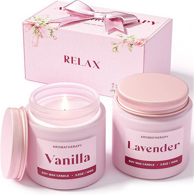 Waxcanpy Scented Candles for Women, Soy Candles for Home Scented, Candle Gift Set with Lavender & Vanilla Scents, 2 Pack A...