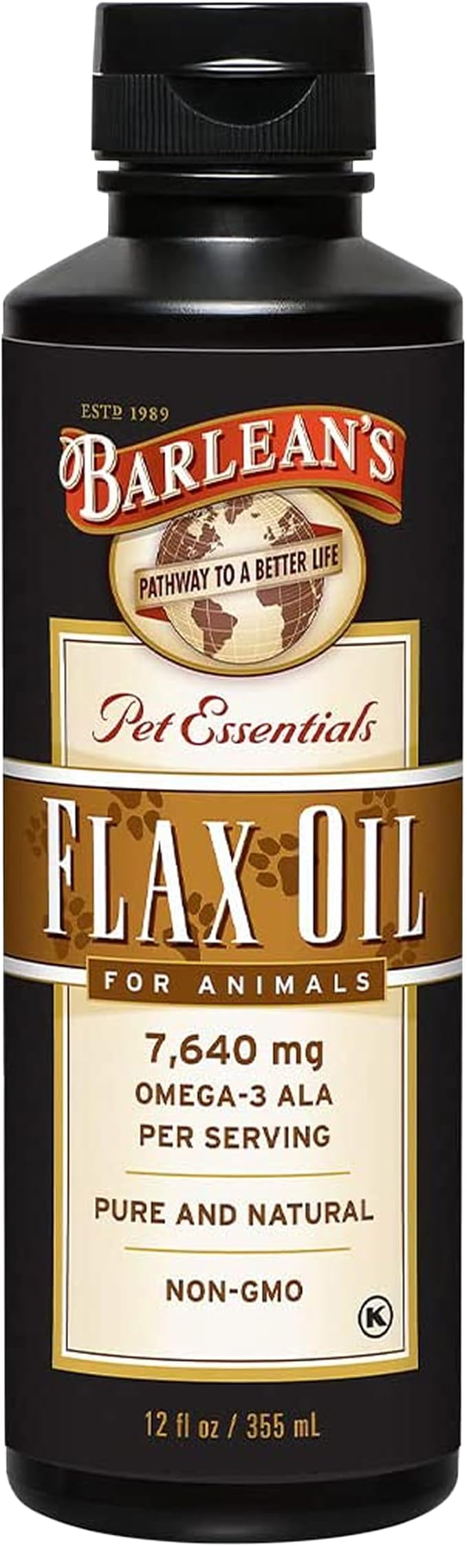 Barlean's Flaxseed Oil for Animals, Pet Essential Liquid Omega 3 Fatty Acids Cat and Dog Oil Supplements for Skin and Coa...