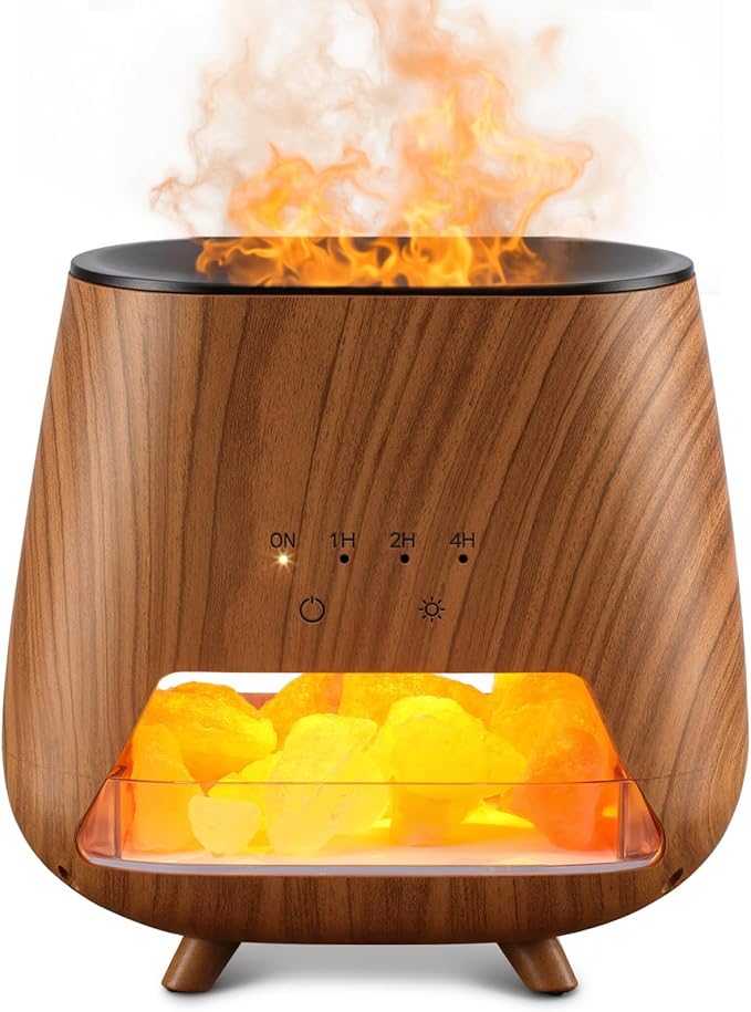 JJNJJN Essential Oil Diffuser for Home: 200ml Aromatherapy Diffuser with Himalayan Pink Salt Rock, Cool Mist Humidifier wi...