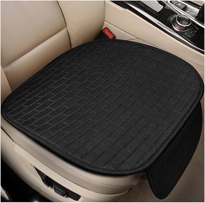 KVAEY Linen Back Car Seat Cover, Anti-Slip Long Bottom Rear Seat Cover Protector with Storage Pockets, Breathable Linen Re...