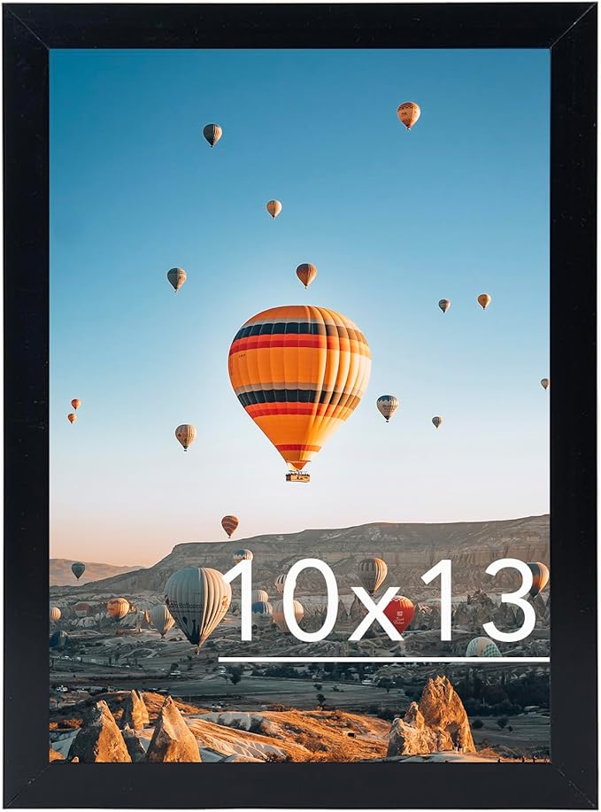 JCJMY 10x13 Picture Frame Black for Wall Hanging, Wall Mounting Horizontally or Vertically, 10 x 13 Wall Gallery Poster Ph...