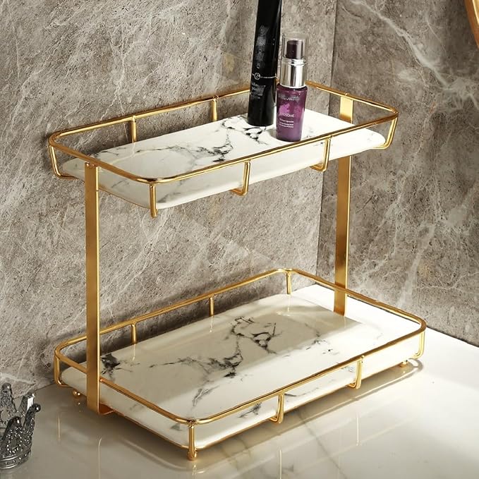 Bathroom Organizer Countertop Perfume Organizer Makeup Organizer Cosmetics Storage Display Rack Vanity Tray Dresser Stainl...
