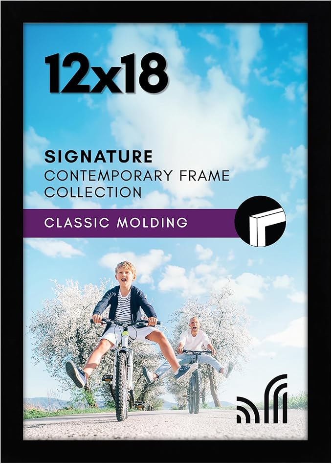 Americanflat 12x18 Poster Frame with Shatter-Resistant Glass - Signature Collection - Gallery-Style Frames Made of Enginee...