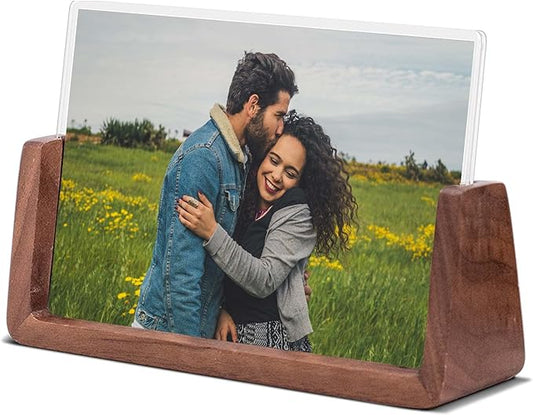 Komimaci 4x6 picture frames, Solid Rustic Wooden Photo Frames with Walnut Wood Base and High Definition Acrylic Glass Cove...
