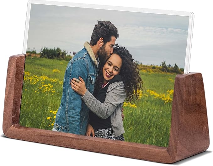 Komimaci 4x6 picture frames, Solid Rustic Wooden Photo Frames with Walnut Wood Base and High Definition Acrylic Glass Cove...