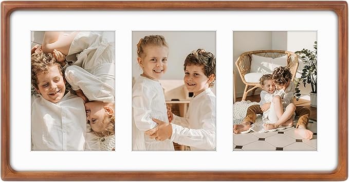 Golden State Art, 5x7 Collage Picture Frame - Solid Wood with Real Glass - Multi Picture Frame for (3) 5x7 Photos or One 9...