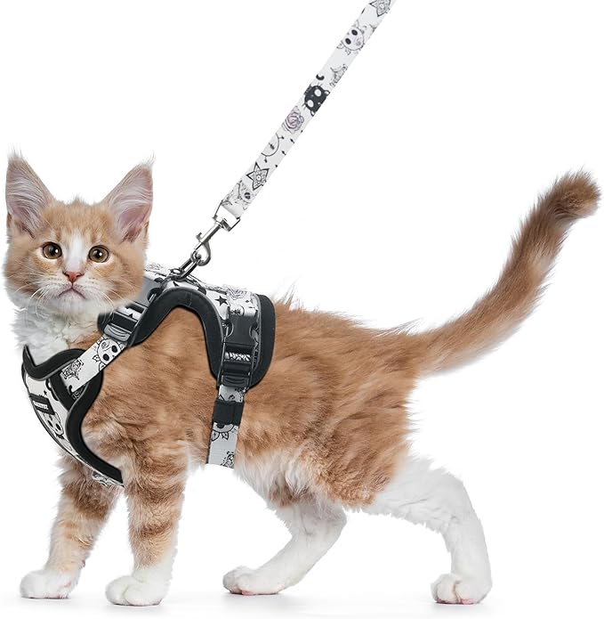 Halypet Cat Harness and Leash Set for Walking, Escape Proof Adjustable Vest Harness with 3-in-1 Integrated Buckles, Easy C...