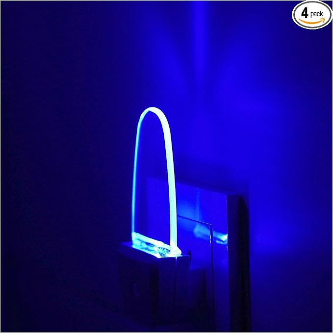 REMINDA 4 Pack Night Light Lamp with Dusk to Dawn Sensor, Plug in, Blue Led Night Light