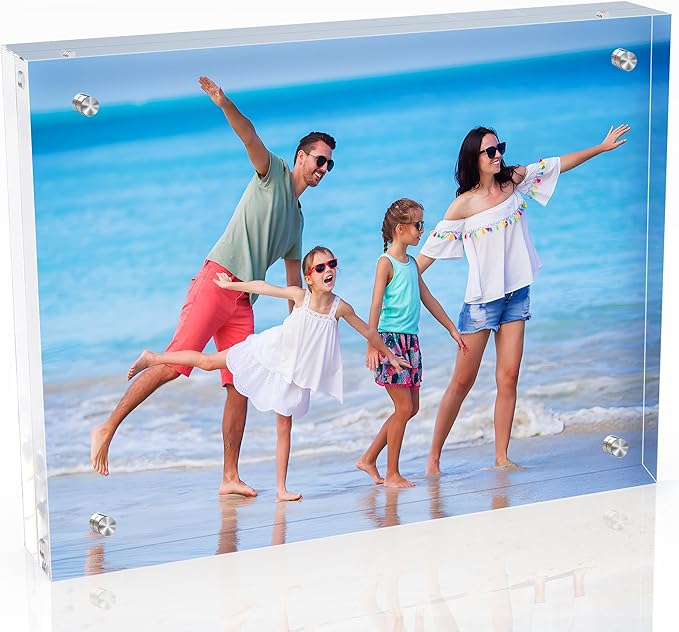 laapee 8x10 Inches Acrylic Picture Frames 1 Pack, Double Sided Magnetic Photo Frames,Free Standing on Desk or Table Clear ...