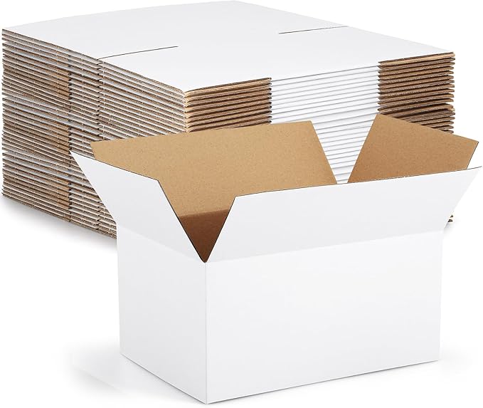 Eupako 10x7x5-Small-Shipping-Boxes-30-Pack-White-Corrugated-Box-Mailers, Cardboard Boxes for Packaging Small Business, Mai...