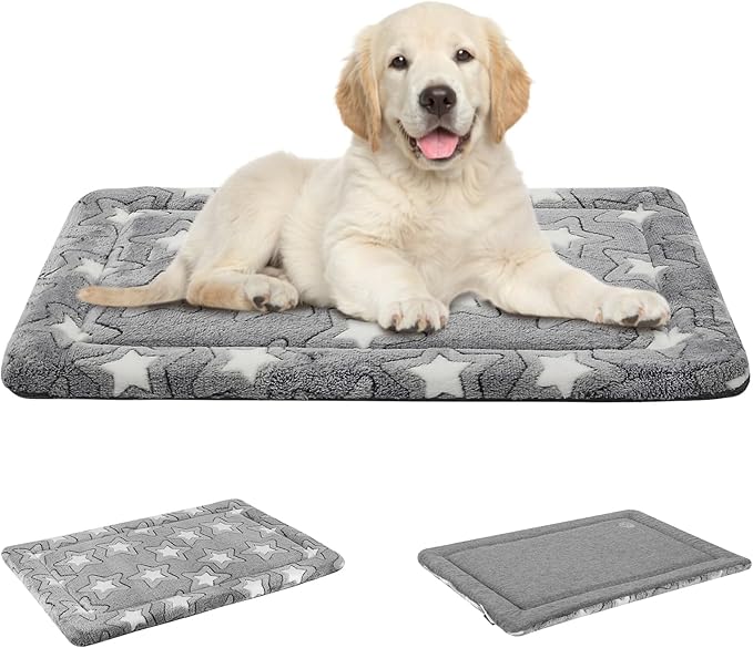 EMPSIGN Dog Crate Pad - Reversible Kennel Mat (Cool & Warm), Machine Washable, Cozy Star Pattern Sleeping Pad for Small Me...