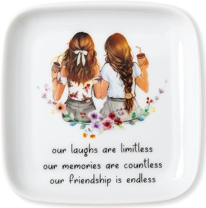 Crisky Best Friend Birthday Gifts for Women, Friendship Gifts for Women, Trinket Ring Dish Jewelry Tray for Friend Her Sis...