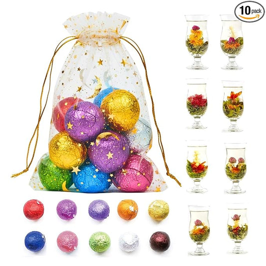 10 Assorted Blooming Flower Tea Balls Gift Set| Handmade Herbal Flowering Tea Balls Variety Individual Packing| Blooming G...