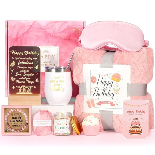 Birthday Gifts for Women, Gift Baskets for Women, Relaxing Spa Gift Baskets Self Care Birthday Box, Unique Birthday Gift S...