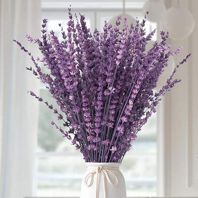 Dried Purple Lavender Flowers Bundle-Dried Preserved Lavender Bouquet 15-17" for Shower Weeding Home Vase Decor, Crafts, A...