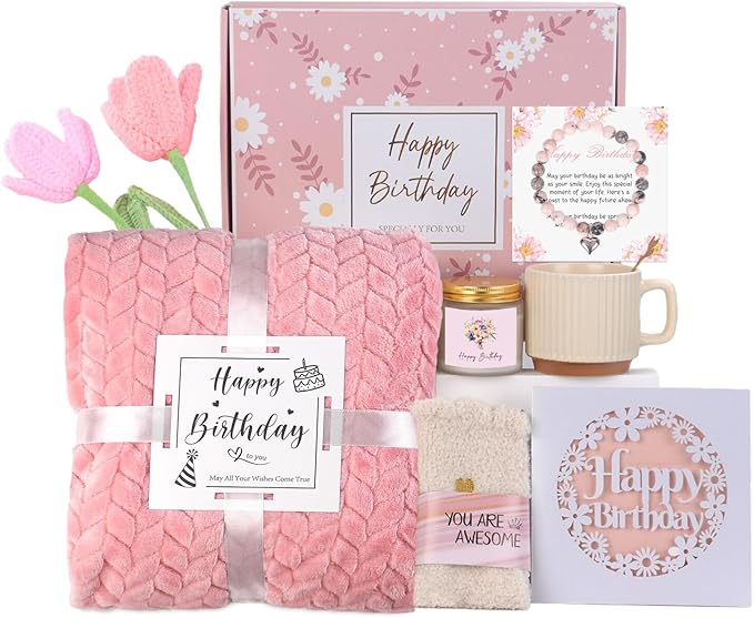 Easter Birthday Gifts for Women, Birthday Gift Basket for Teen Girl, Self Care/Get Well Soon Gift Package, Happy Birthdays...