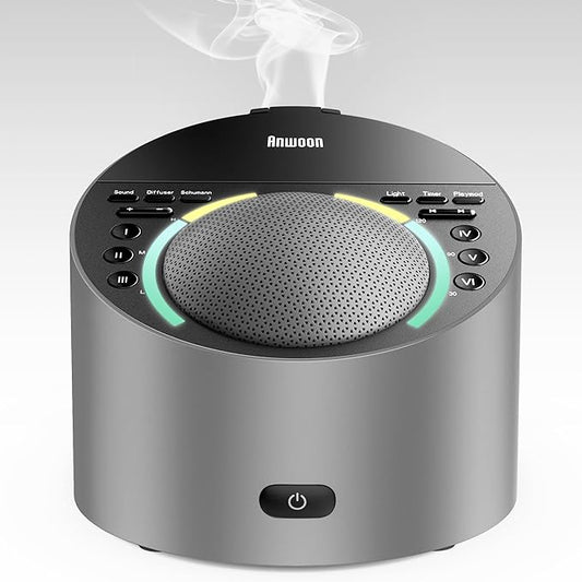 ANWOON Sound Machine with Aroma Diffuser, Premium Metal Shell White Noise Machine, Soothing Night Light, 50+ Natural Sound...