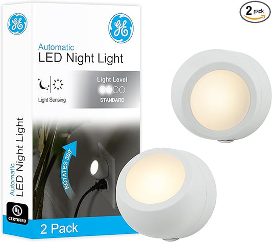 GE Rotating Plug in Night Light, Home Decor, Apartment Essentials, LED Lights for Bedroom, Ambient Lighting, Dusk to Dawn ...