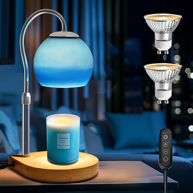 DALUXshop Candle Warmer Lamp with Timer 2H/4H/8H, Adjustable Height Dimmable Candle Lamp with 2 Bulbs, Wax Melt Warmer for...