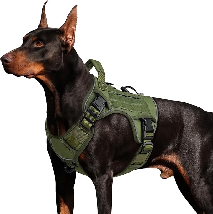 WINGOIN Tactical Dog Harness for Large Dogs, Heavy Duty No Pull Dog Harness with Handle, Adjustable Reflective Military K9...