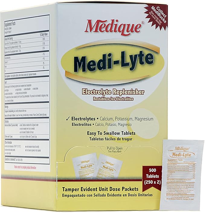 Medique Medi-Lyte Electrolyte Replenisher, Fast Relief from Heat, Stress, Fatigue, and Muscle Cramping, Easy to Swallow Ta...
