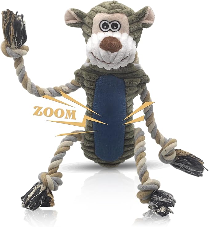 BUYPOW Funny Plush Dog Chew Toys, Squeaky Dog Toys, Interactive Tug of War Puppy Toys, Stuffed Dog Toys for Small, Medium ...
