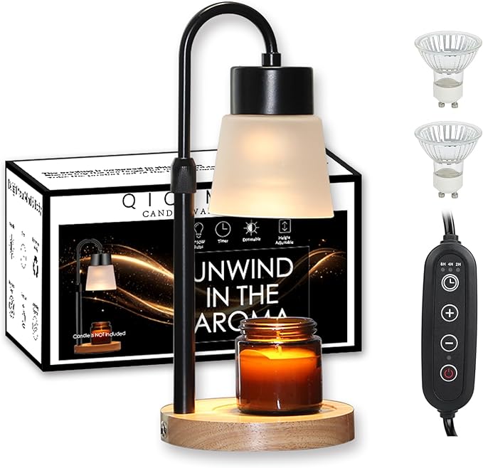 Candle Warmer Lamp Essential Oil Diffuser, Adjustable Height Dimmable Candle Warmer with Timer for Bedroom Living Room Hom...
