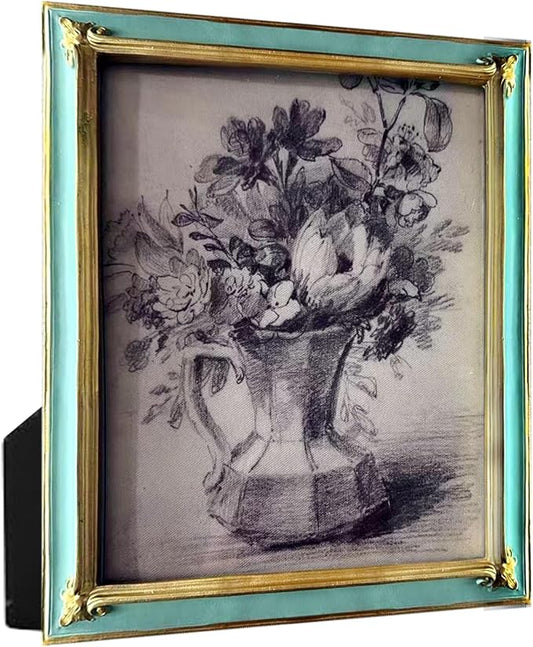 JINHUANG 8x10 inch Vintage Picture Frame, Elegant Antique Photo Frame with Glass Front, Antique Ornate Photo Frame Desktop...