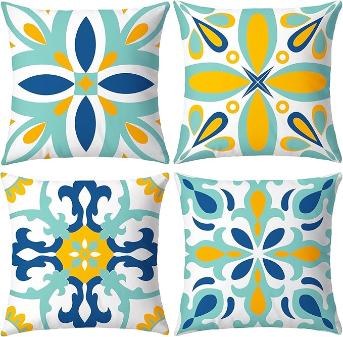 coclothy Outdoor Pillow Covers - 4 Pack Outdoor Pillow Covers 18x18 Waterproof PillowCovers for Patio Furniture Decorative...