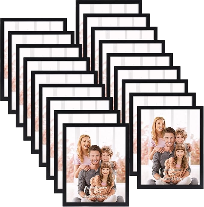 WIFTREY Black 8x10 Picture Frame Set of 18, Multi Photo Frames 8 by 10 Bulk for Wall Hanging or Tabletop Display