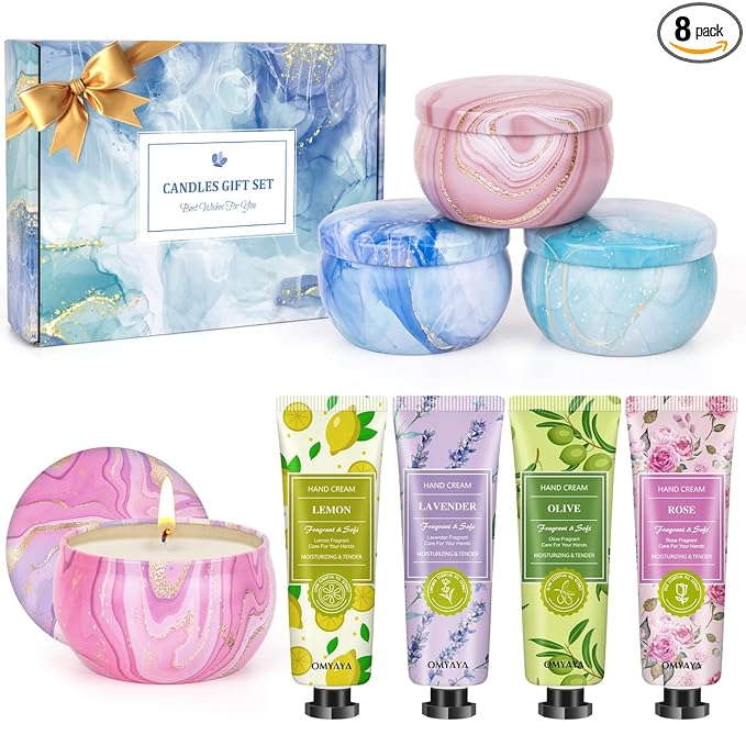 Gifts for Women - Candles Gift Set & Hand Cream Lotion Set (8 Pack), Ideal for Birthday Gift,Teacher Appreciation Gifts, C...
